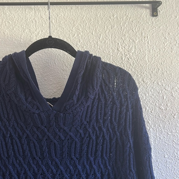 Blue Knit Hooded Sweater Pullover - Picture 2 of 8